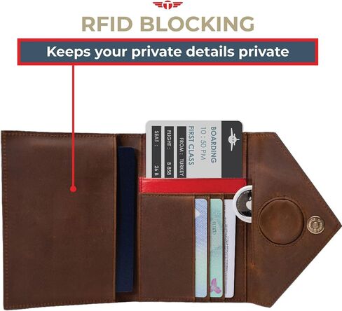 Hidden AirTag Full Grain Leather Passport Holder for Men & Women - RFID Protected Travel Wallet Passport Cover with Free Lost & Found Service (Brown) in Saudi Arabia