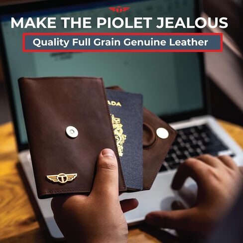 Hidden AirTag Full Grain Leather Passport Holder for Men & Women - RFID Protected Travel Wallet Passport Cover with Free Lost & Found Service (Brown) in Saudi Arabia