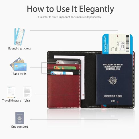 Lychii Passport Holder, Minimalist Aesthetic Design Passport Covers, Ultra Slim PU Leather Passport Travel Wallet Document Organizer for Women/Men in Kuwait