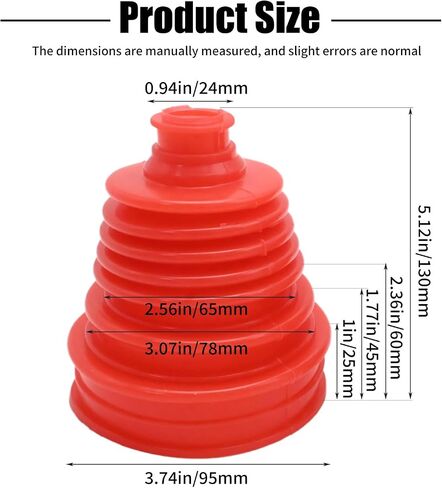 2Pcs 5 Inch 125-130 mm Silicone CV Joint Boot Kit, Height Constant Velocity Joint Boots Set, Universal Automotive CV Boots with Stainless Steel Clamps (Red) in Saudi Arabia