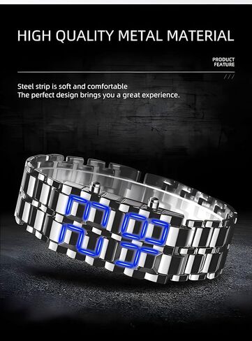 Fashion Full Metal Digital Lava Wrist Watch Men LED Display Watches Gifts for Male Famale Sport Creative Watch in Kuwait