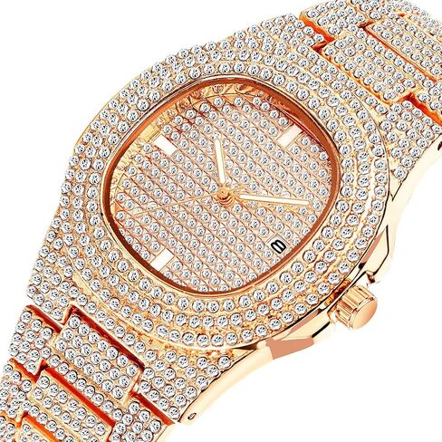 Luxury Unisex Watch Crystal Diamond Watches Big Face Fashion Men's Women's Quartz Watch Gold Color Silver Color Rose Gold Color Stainless Steel Wrist Watch Bling Watches in Saudi Arabia