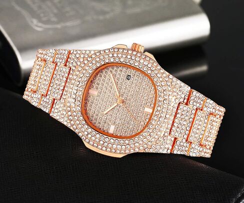 Luxury Unisex Watch Crystal Diamond Watches Big Face Fashion Men's Women's Quartz Watch Gold Color Silver Color Rose Gold Color Stainless Steel Wrist Watch Bling Watches in Saudi Arabia