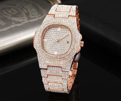 Luxury Unisex Watch Crystal Diamond Watches Big Face Fashion Men's Women's Quartz Watch Gold Color Silver Color Rose Gold Color Stainless Steel Wrist Watch Bling Watches in Saudi Arabia