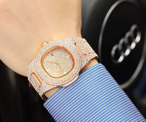 Luxury Unisex Watch Crystal Diamond Watches Big Face Fashion Men's Women's Quartz Watch Gold Color Silver Color Rose Gold Color Stainless Steel Wrist Watch Bling Watches in Saudi Arabia