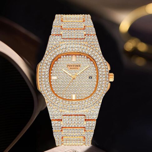 Luxury Unisex Watch Crystal Diamond Watches Big Face Fashion Men's Women's Quartz Watch Gold Color Silver Color Rose Gold Color Stainless Steel Wrist Watch Bling Watches in Saudi Arabia