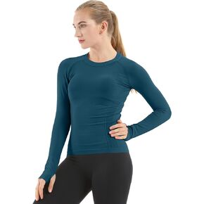MathCat Seamless Workout Shirts for Women Long Sleeve Yoga Tops Sports Running Shirt Breathable Athletic Top Slim Fit