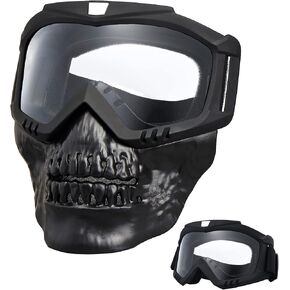 Motorcycle Helmet Riding Goggles Glasses With Removable Face Mask,Vintage Bullet Fight Motocross