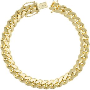 Nuragold 10k Yellow Gold 8mm Solid Miami Cuban Link Chain Bracelet, Mens Jewelry Box Clasp 7" 7.5" 8" 8.5" 9"