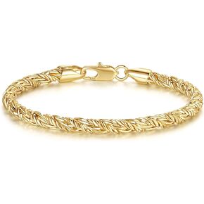 14K Gold Bracelets for Women & for Men Bracelet Round Strand Rope Gold Chain Bracelet Lobster Clasp Perfect Gifts for Women Men 7, 7.5, 8, 8.5in