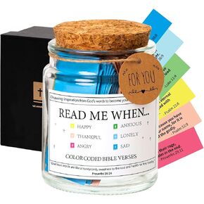 Bible Verse Jar, Read Me When Bible Verses Jar for Emotions and Feelings, Scripture Prayer Cards Hope Jar, Bible Verses in a Jar, Christian Gifts for Women and Men, Graduation Gifts