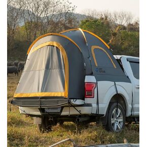 JOYTUTUS Truck Bed Tent with Rainfly, Portable Pickup Truck Tent 5.5ft-6ft Fiberglass Pole, Waterproof PU2000mm Fabric for 2 Person, Easy Set-up, Orange