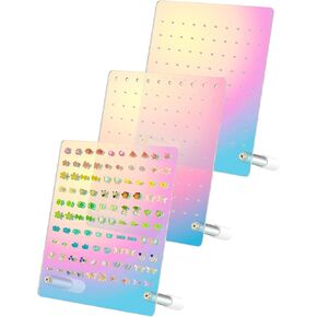 NiHome Acrylic Earring Stand 3PCS, Exquisite Double-Sided Acrylic Earring Organizer with 90 Holes Each - Lightweight and Sturdy Material, Unique Design with Larger Holes for Special Sizes