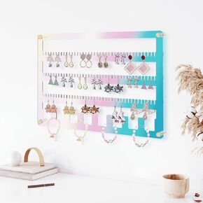 Earring Holder Organizer Wall, Hanging Jewelry Organizer, Wall Mounted Earring Organizer, Acrylic Wall Jewelry Organizer Earring Display and Storage for Studs, Dangling, Necklace