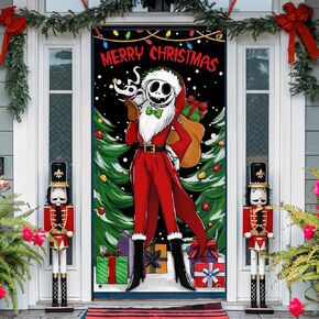 Deroro Happy New Year 2024 Merry Christmas Door Cover Decorations, Black Gold Truck Xmas Tree Clock Front Door Banner Background, Fireworks Holiday Party Ornaments Indoor Outdoor Home Decor 3 x 6 FT