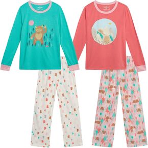 Eddie Bauer Girls' Pajama Set - Cozy Fleece Winter Sleepwear Set - 4 Piece Long Sleeve Shirt and Pants (5-18)
