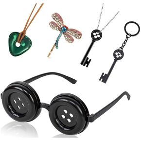 5pcs Coraline Button Eyes Glasses Anime Coraline Merchandise Cosplay Necklace Coraline Costume Accessories Gift Halloween
