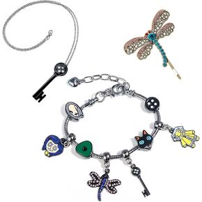 Coraline Costume Product Role Playing Necklace Clothing Accessories, Halloween Decoration Role Playing Accessories (Coraline -3PCS)