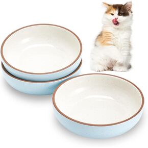 Howise Ceramic Cat Bowls, Howise Pet Bowl Cat Dishes for Food and Water, 5.19 in Cat Food Bowl 3 Pack Pet Dishes for Cats Puppy