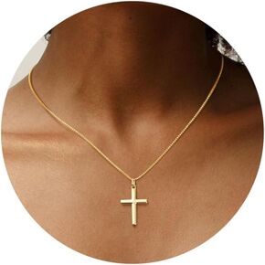 ORAZIO Cross Necklace for Women 925 Sterling Silver Cross Necklace Tiny CZ Silver/Gold Cross Necklace Simple Box Chain Cross Pendant Choker Necklace