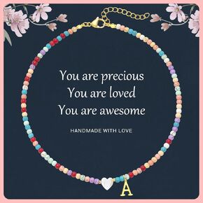 Initial Necklaces for Women,Colorful Beaded Choker Necklaces for Women Gifts Bohemian Letter Choker Necklace Jewelry for Women Birthday Gifts in Saudi Arabia
