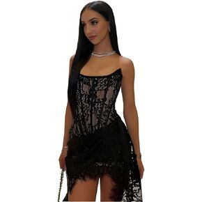 Womens Dress Teddy Sexy Lace Pajamas Mesh See Through Bra Shapewear Sleepshirts Dress for Women