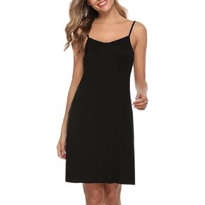Vlazom Women Full Slips Sexy Soft Under Dress Basic Adjustable Spaghetti Strap Cami Slip Chemises V Neck Negligee