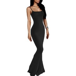 VIUTIL Women's Maxi Bodycon Dress Sexy Spaghetti Strap Sleeveless Tight Slip Long Dresses 2023
