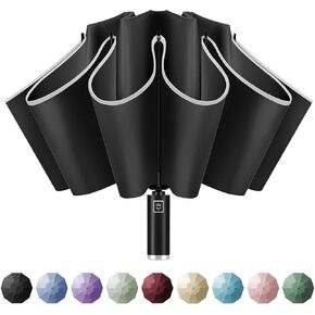 Yoobure Inverted Travel Umbrella, Automatic Umbrellas for Rain, Windproof Compact Umbrella with Reflective Stripe, Folding Sun Umbrella UV Umbrella, Portable Large Umbrella for Backpack, Lightweight