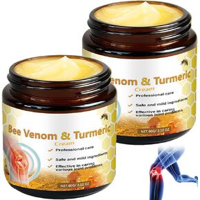2Pcs Bee Venom Cream, Bee Venom & Turmeric Cream, Professional Bee Venom Joint Cream, Natural Bee Venom Cream, Effective for The Back, Waist, Neck, Hands, Knees