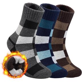 Yeblues Winter Socks Mens, Thick Warm Merino Wool Socks, Super Soft Thermal Casual Boot Socks Hiking Socks -3 Pairs