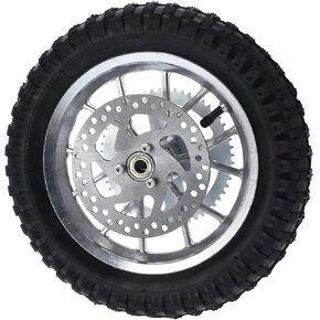 12.5x2.75in Rear Wheel Rim Tire with 12mm Bearing Assembly, Rear Wheel for 47cc 2 Stroke Mini Dirt Bike, Rubber Tire Brake Disc Rotor and Sprocket for Dirt Pit Bike (A (silver))