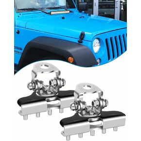Led Pod Light Mounts, 304 Stainless Steel Universal LED Light Bar Mounting Brackets Adjustable No Need Drilling A Pillar Hood Clamp Work Light Holder for Off Road Truck SUV (Black)