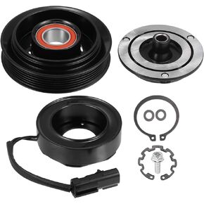 X AUTOHAUX 1 Set AC Compressor Clutch Kit Pulley Coil Auto Repair Compressors Assembly for Dodge for Ram 1500 3.7L 4.7L 2004-2007