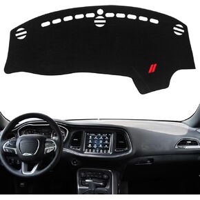 Dash Cover for Dodge Challenger Accessories 2015-2022 2023 2024 Dashboard Cover Mat Sunshade No Glare UV Rays Protector Nonslip Interior Pad (Black Edge)