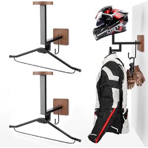 Helmet Holder Wall Mount for Motorcycle, 1 Pack, Metal and Wood