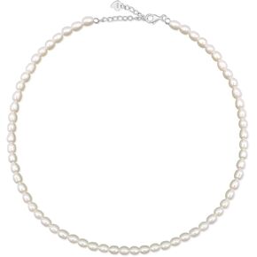 925 Sterling Silver Clasp Freshwater Pearl Necklace for Women 15"+2" Adjustable Extender Choker with Exquisite Jewelry Box for Jewelry Gifts