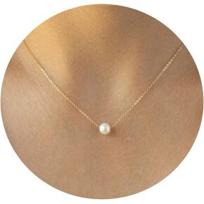 Gold Pearl Necklace for Women, 14K Gold Plated Layered Pearl Necklaces for Women Trendy Simple Herringbone Chain Pearl Necklace for Women Gold Jewelry Gifts