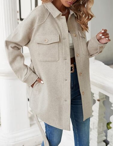 ZESICA Women's Casual Trench Coat Long Sleeve Lapel Button Down Belted Jacket Outerwear Peacoat with Pockets in Saudi Arabia