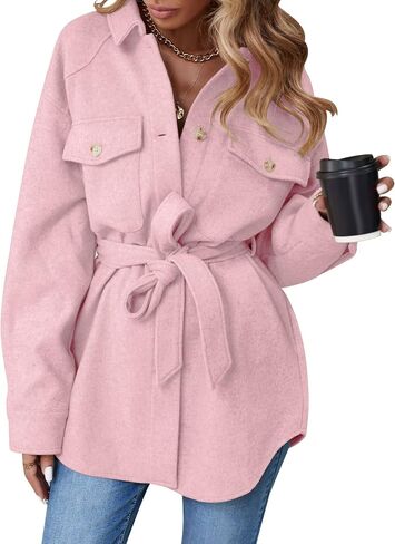 ZESICA Women's Casual Trench Coat Long Sleeve Lapel Button Down Belted Jacket Outerwear Peacoat with Pockets in Saudi Arabia