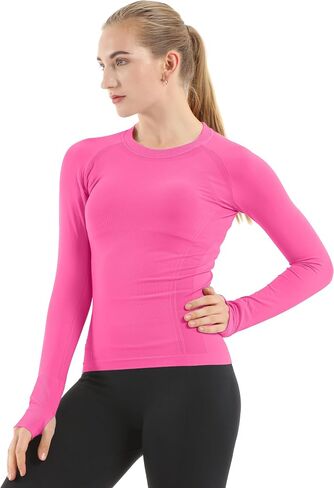 MathCat Seamless Workout Shirts for Women Long Sleeve Yoga Tops Sports Running Shirt Breathable Athletic Top Slim Fit in Saudi Arabia