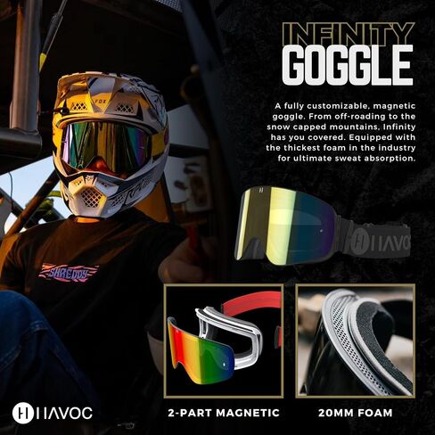 Havoc Racing Magnetic Frameless Goggles - For Motocross, Dirt Biking, Snowboarding, ATV, & UTV - UV Blocking Anti-Fog Goggles in Saudi Arabia