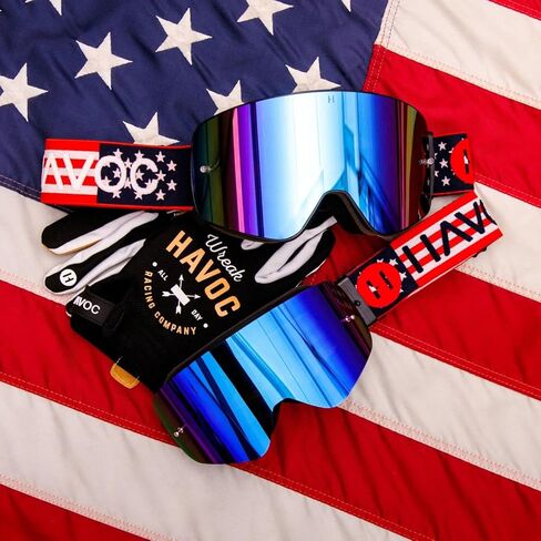 Havoc Racing Magnetic Frameless Goggles - For Motocross, Dirt Biking, Snowboarding, ATV, & UTV - UV Blocking Anti-Fog Goggles in Kuwait