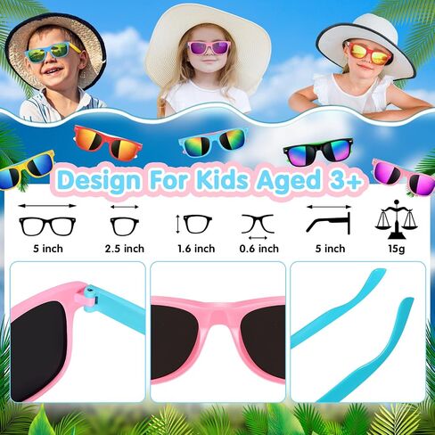 Kids Sunglasses Bulk - 16 Pack Neon Sunglasses with UV400 Protection for Boys and Girls, Party Favors for Kids 3-8 in Saudi Arabia