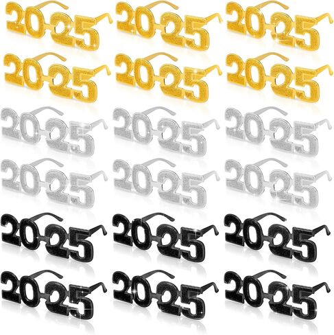 2025 Plastic Glasses Happy New Year Glitter Eyeglasses for 2025 Party New Year Eve Costume Photo Prop Supplies in Saudi Arabia