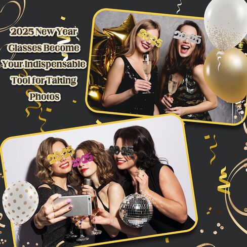 2025 Plastic Glasses Happy New Year Glitter Eyeglasses for 2025 Party New Year Eve Costume Photo Prop Supplies in Saudi Arabia