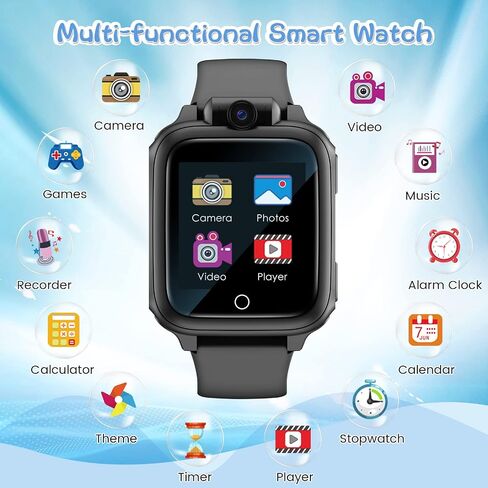 Smart Watch for Kids Games Toy for Kids Age 3-9 Smartwatch 14 Games Camera Video Music Alarm Calculator Birthday for Boys Learning Toys for 3 4 5 6 7 8 9 10 11 12 Year Old Boys (Black) in Saudi Arabia