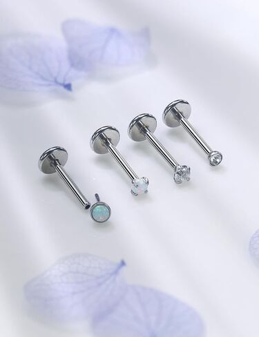 18G 20G Threadless Push in Nose Ring Studs Flat Back Earrings 316L Surgical Steel Tragus Helix Cartilage Earrings Medusa Labret Lip Piercing Jewelry For Women Men Opal CZ 1.5mm 2mm 2.5mm 3mm in Saudi Arabia