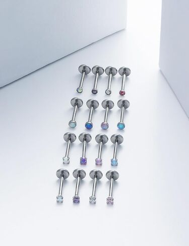 18G 20G Threadless Push in Nose Ring Studs Flat Back Earrings 316L Surgical Steel Tragus Helix Cartilage Earrings Medusa Labret Lip Piercing Jewelry For Women Men Opal CZ 1.5mm 2mm 2.5mm 3mm in Saudi Arabia