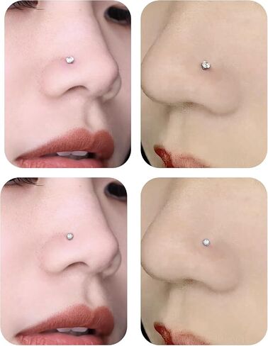 18G 20G Threadless Push in Nose Ring Studs Flat Back Earrings 316L Surgical Steel Tragus Helix Cartilage Earrings Medusa Labret Lip Piercing Jewelry For Women Men Opal CZ 1.5mm 2mm 2.5mm 3mm in Saudi Arabia